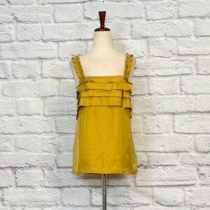 J. Crew Gold Silk Pleated Top